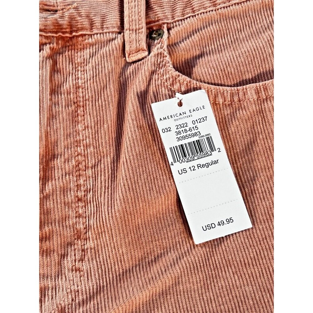 American Eagle Outfitters Corduroy Pants Womens 12 Peach Pink Stretch NWT - Picture 2 of 10